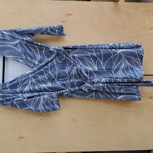 PattyBoutik Blue and White Wrap Dress